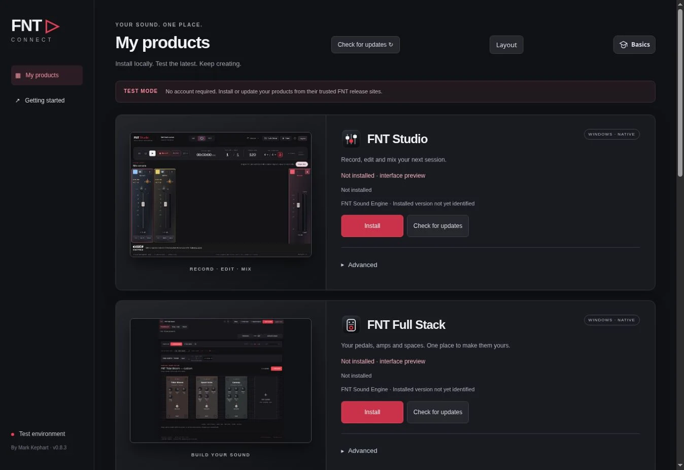 FNT Connect current interface